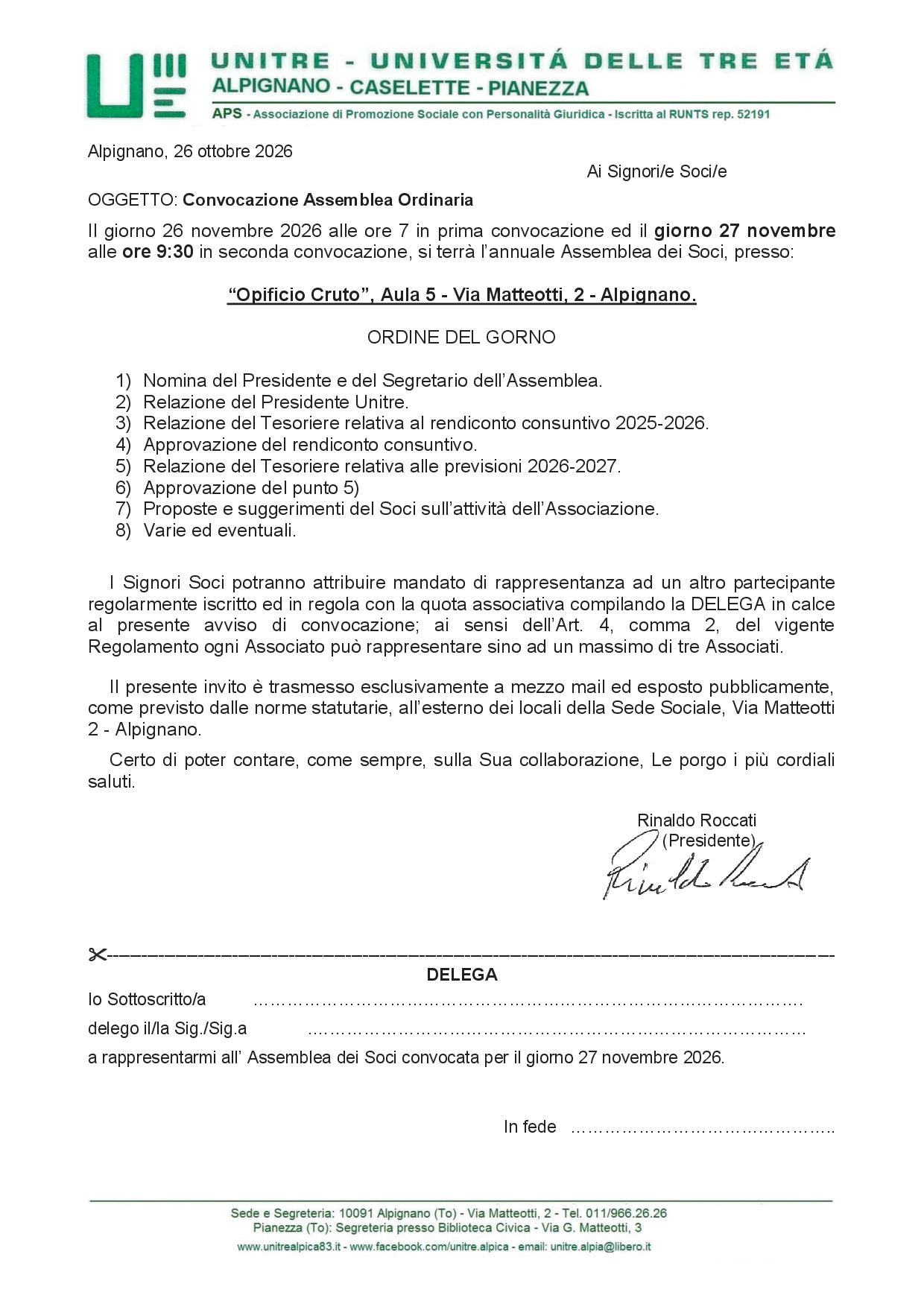 20261127_Convocazione Assemblea Odinaria